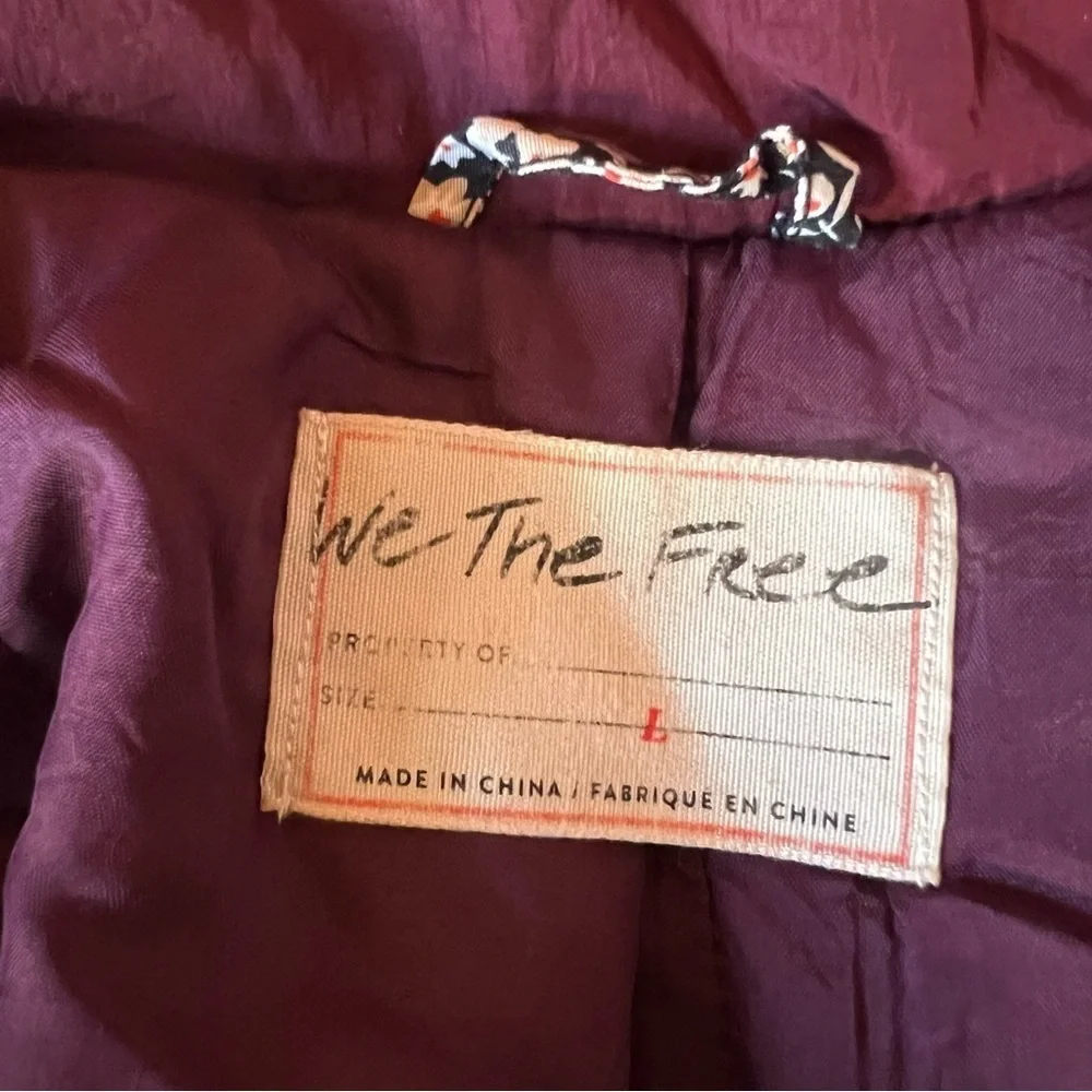 Free People On My Mind Bomber Jacket Women Size L  Mulberry